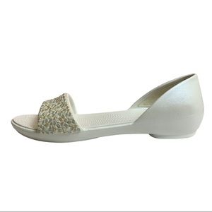 Crocs Embellished D'Orsay Flats White Rhinestone